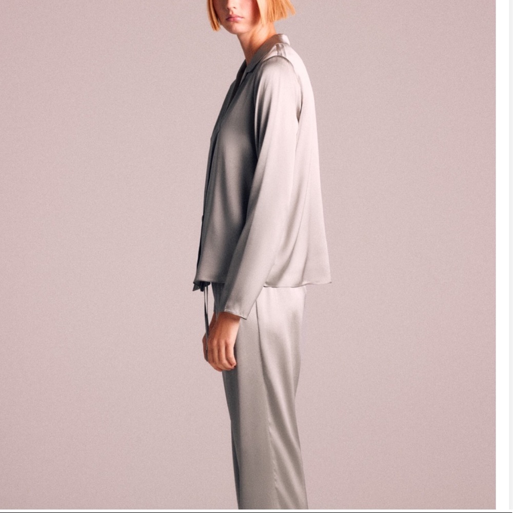 NWT Zara 100% Silk Gray Shirt - Picture 4 of 13